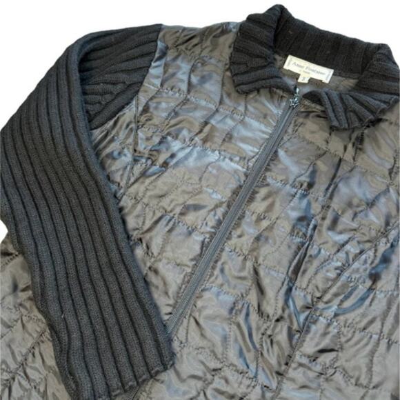 Anne Fontaine Black Puffer Sweater Mixed Media Jacket Size 3 - Picture 1 of 6